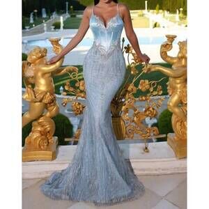 NEW PORTIA&SCARLETT sleeveless sweetheart maxi dress in blue